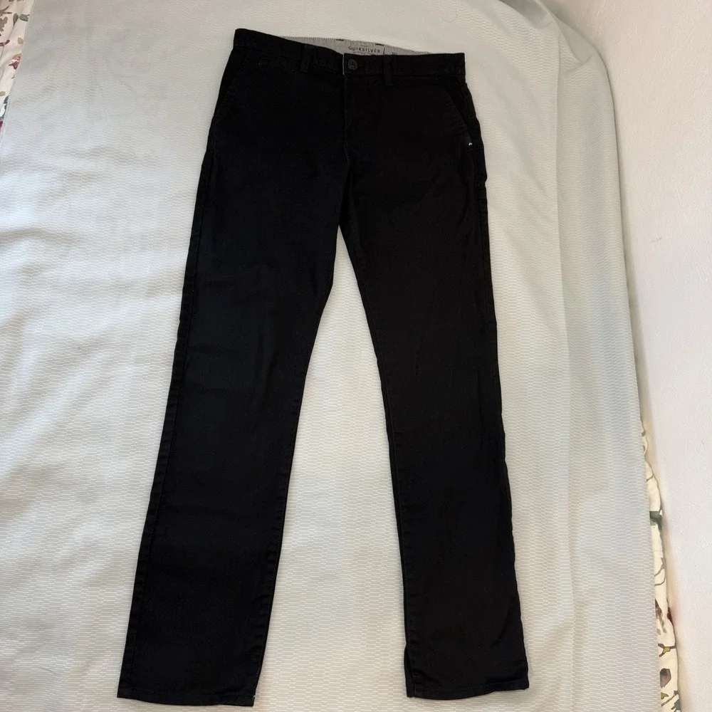 Quiksilver Pants Adult 34 Black Chino Straight Tapered Outdoor Casual Mens 30/32